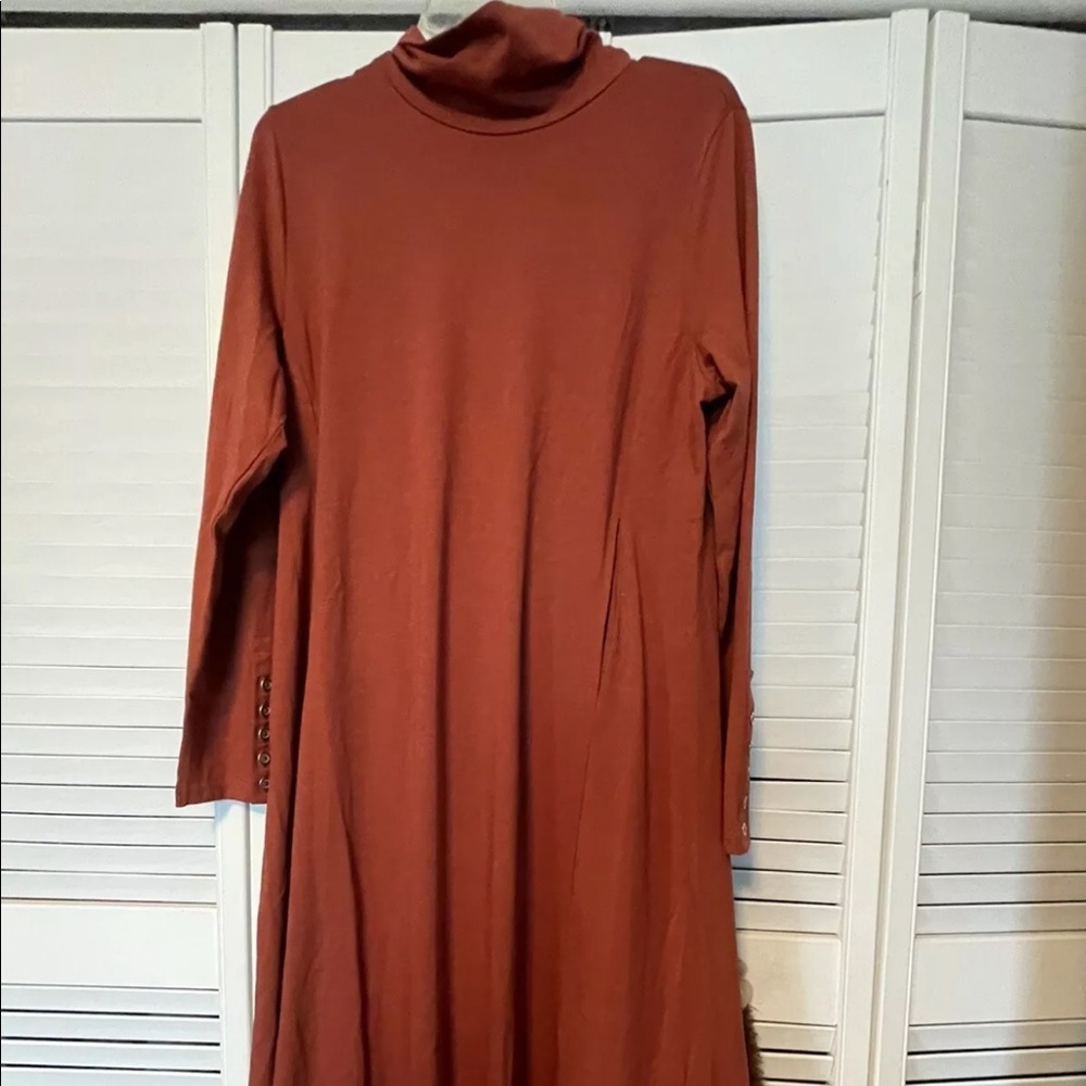 $110 Rust Brown 50” Long Maxi Dress Size PL 14-16